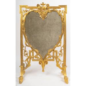 Rare Fireplace Mantelpiece Entirely In Gilt Bronze, Circa 1870