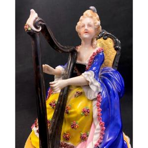 Marquise Playing The Violin - 19th Century German Porcelain Subject
