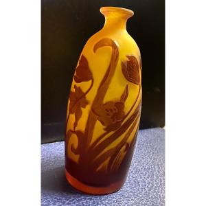 Emile Gallé (1905 - 1909) - Acid-etched Multilayer Glass Vase - XX