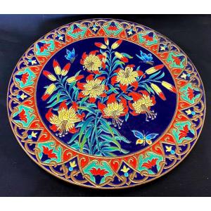 Longwy And Mp Chevallier Large Dish In Cloisonné Enamels - XXth