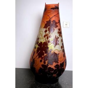 Spectacular Gallé Vase With Vine - Art Nouveau - XXth