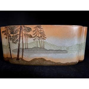 Legras - Acid-worked Glass Planter Vosges Decor - Art Deco