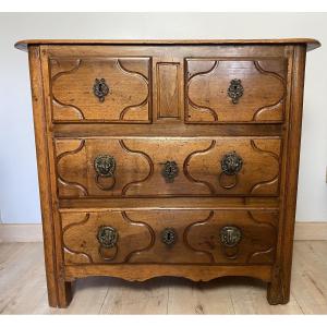Small Parisian Louis XV Walnut Chest Of Drawers, 18th Century