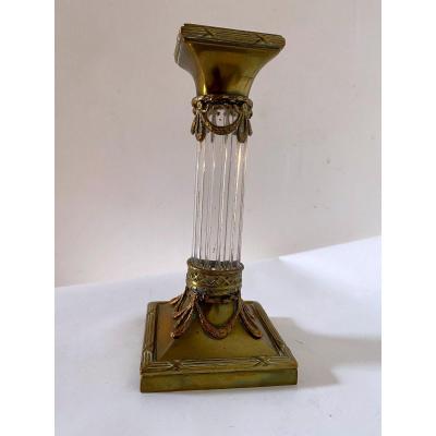 Napoleon III Crystal And Bronze Candlestick