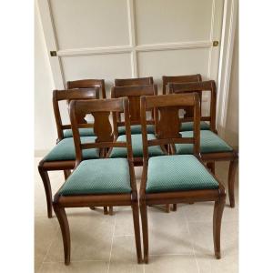 Series Of 8 Mahogany Restoration Period Chairs