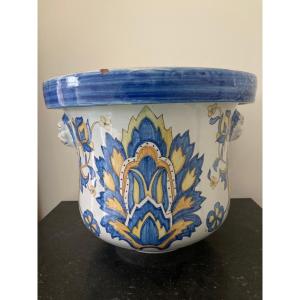 Ceramic Planter With Iznik Style Floral Decor
