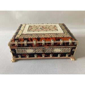 Box Tortoise Shell Bone And Ivory Anglo-indian Jewelry Box