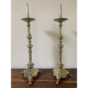 Paire De Pique-cierges En Bronze XVIIIe