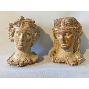 Deux visages de femme à l'antique Michel Cayla
