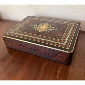 Napoleon III Token Box Marquetry Brass Mother-of-pearl