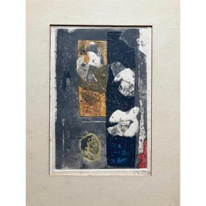 Aquatint By José Garcia Ortega Abstract Printemps Modernist