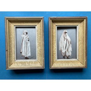 Pair Of Orientalist Paintings Signed T. Denut