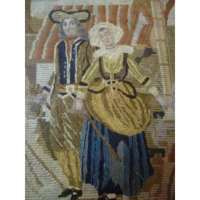 Au Petit Point Tapestry Epoque Decor Breton Mid-nineteenth Century