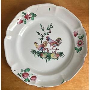 Rooster And Hen Plate Les Islettes Eastern Earthenware