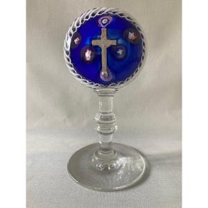 Sulphur Ball Paperweight On Cross Base