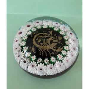 Sulphide Millefiori Paperweight Ball With Scorpion