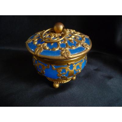 Box Cylindrical In Blue Opaline Charles X