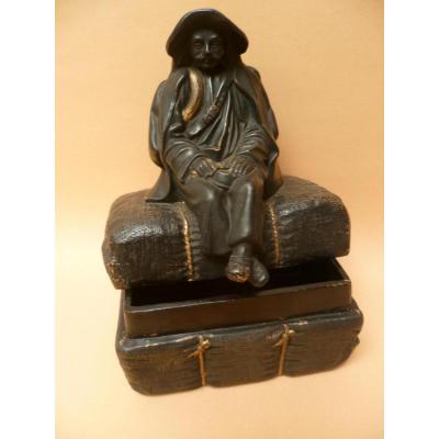 A Pot Smoking Terracotta Painted Epoque Nineteenth Century