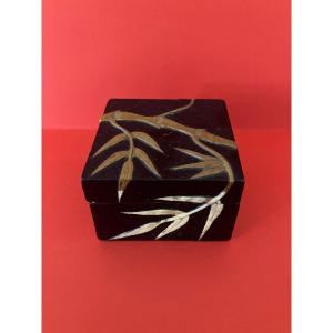 Lacquered Steatite Box With Bamboo Decor