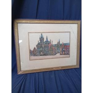 Stamp Board Flemish Town Hall