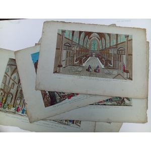 Set Of 7 Optic Views XVIIIth Century