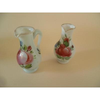 Pair Of Burettes In Opaline Soapy Early Nineteenth