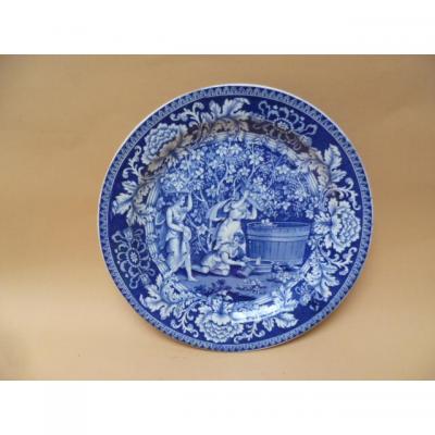 Earthenware Plate Fine Harvest Scene
