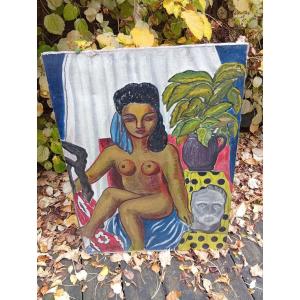 Nude With A Stone Mask In The Style Of Matisse 