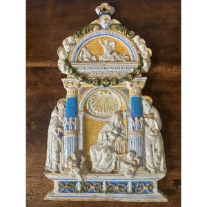 Italian Majolica Devotional Plaque 