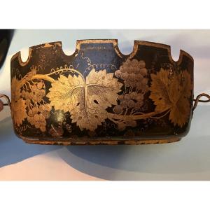 Glass-fronted Cooling Unit Made Of Painted Sheet Metal With A Grape Design 