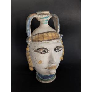 Anthropomorphic Jug With Female Face Sicily Caltagirone