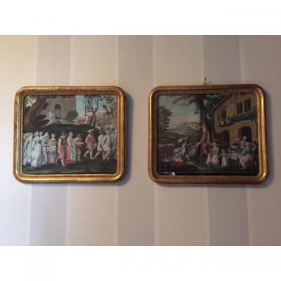 Pair Of Antique Seventeenth The Cortege De La Noce