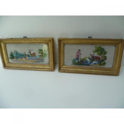 Tables Pair Of Pearls Embroideries Beginning XIXth