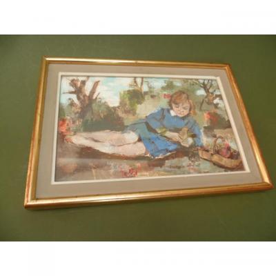 Françoise Adnet (1924-2014 "the Little Girl And The Pigeon"