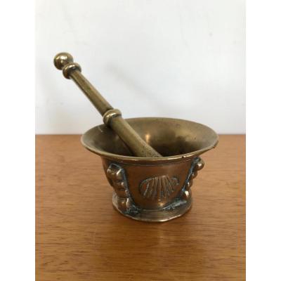 Small Bronze Mortar Decorated With Scallops