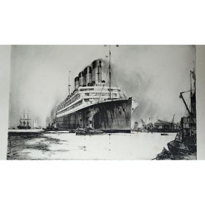 Cunard R.m.s. Aquitania. Lithography