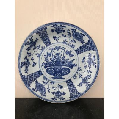 Chine - Plat En Porcelaine Blanc Bleu
