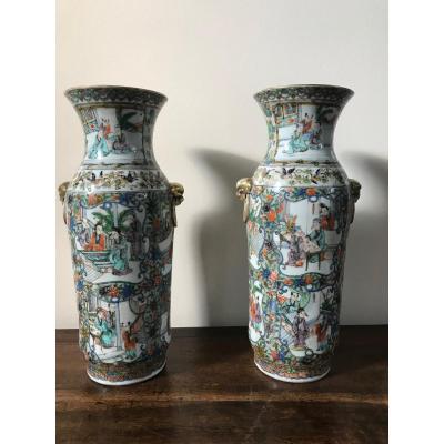 Chine - Paire De Grands Vases En Porcelaine