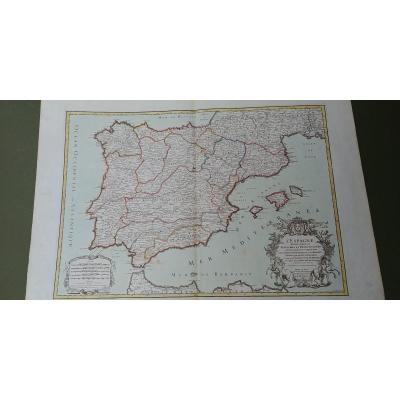 Carte géographique XVIIIe L'Espagne