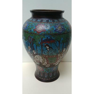 Chine - Vase En Bronze Et émaux Cloisonnés
