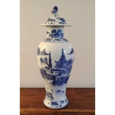 China - White Blue Porcelain Covered Vase