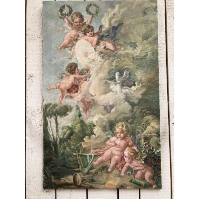 Peinture Aux Angelots Et Cupidon