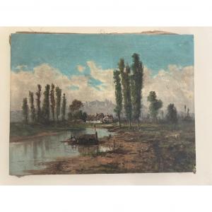 Thatched Cottage At The Edge Of A Pond Painting