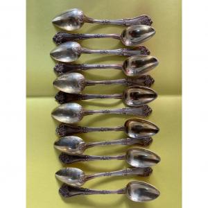 12 Silver Vermeil Dessert Spoons