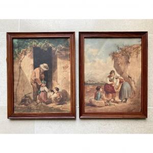 Pair Of Animated Landscape Watercolors