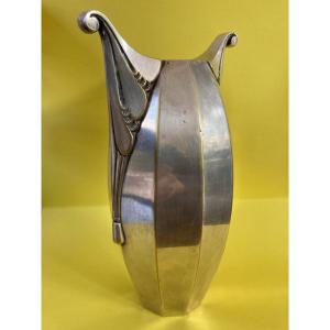 Art Deco Silver Metal Vase With Ingot