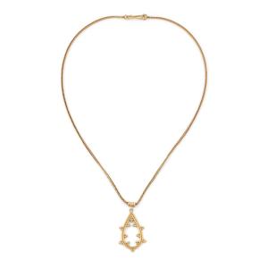Yellow Gold Chain And Matching Chiseled Pendant By Greek Designer Zolotas