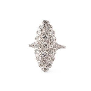 Marquise Ring In White Gold Entirely Set With Diamonds
