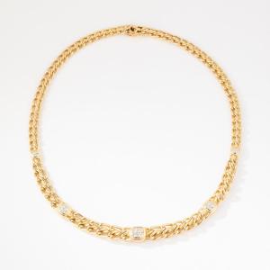 Yellow Gold Necklace With Diamond Links