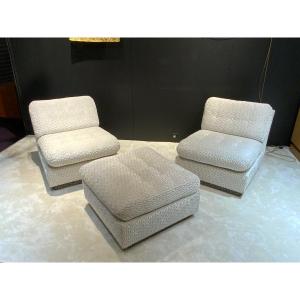 Fauteuils et pouf 